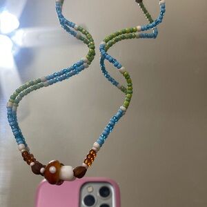 Handmade beaded choker with mushroom charm